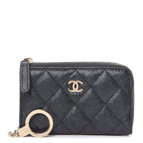 chanel key ring accessories|Chanel zipped key holder.